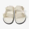 Fayence Sandal Champagne Metallic Patent Leather Sandals with Pearls