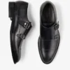 Finnion Monkstrap Black Brush off Leather Monk Strap Shoes
