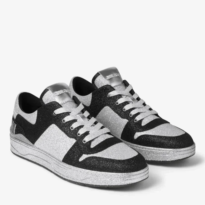 Florent M Black Glitter Fabric Trainers