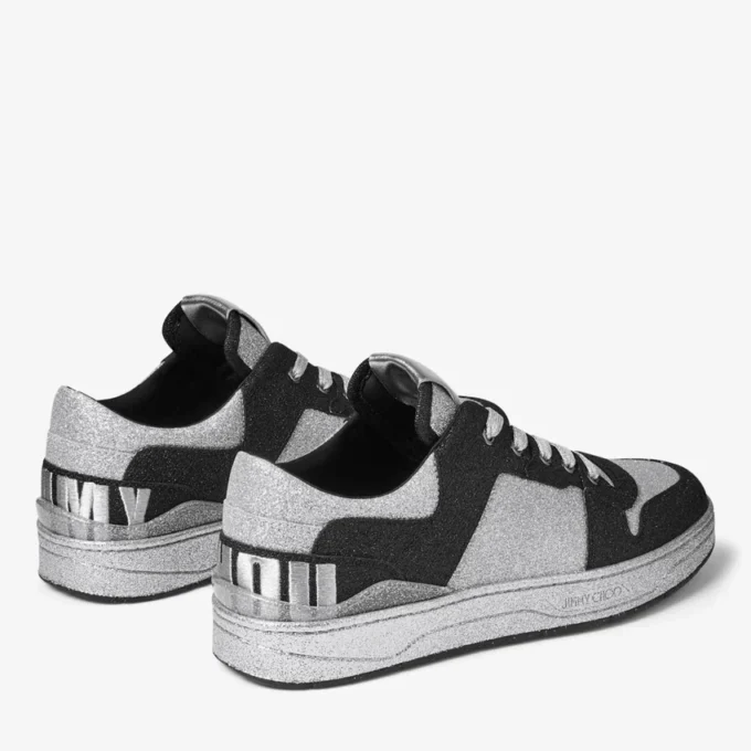 Florent M Black Glitter Fabric Trainers