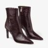 Frankie Ankle Boot  85 Deep Merlot Croc Embossed Leather Ankle Boot