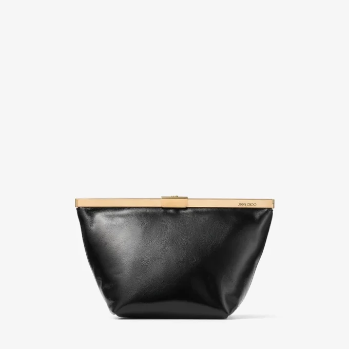 Ganache Black Biker Leather Clutch Bag