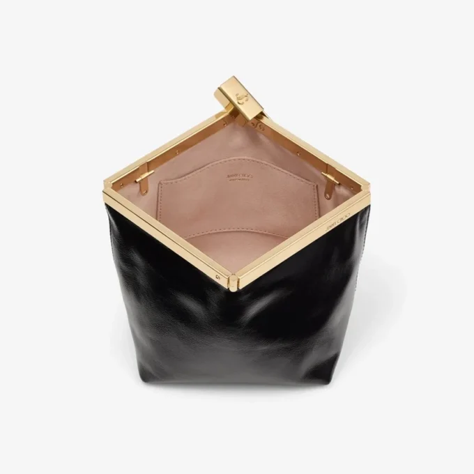 Ganache Black Biker Leather Clutch Bag