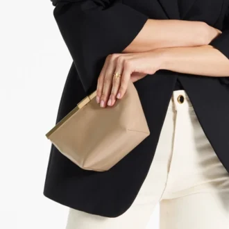 Ganache Chai Nappa Leather Clutch Bag