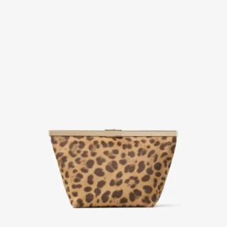 Ganache Natural Leopard Print Pony Clutch Bag