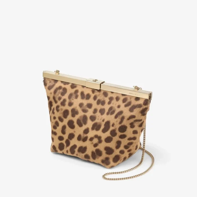 Ganache Natural Leopard Print Pony Clutch Bag