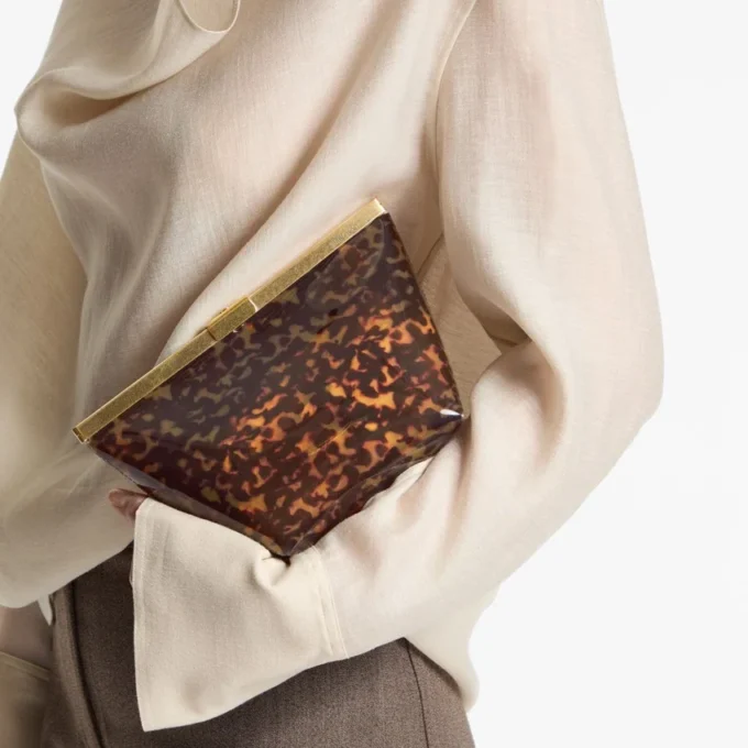 Ganache Transparent Tortoisehell Clutch Bag
