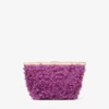 Ganache Violet Orchid Satin Clutch Bag with Petal Embroidery