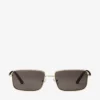 Gavin Pale Gold and Dark Brown Metal Rectangular Sunglasses