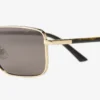 Gavin Pale Gold and Dark Brown Metal Rectangular Sunglasses