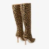Gloria Knee High Boot 85 Natural Cheetah Print Pony Leather Knee High Boots