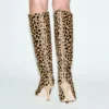Gloria Knee High Boot 85 Natural Cheetah Print Pony Leather Knee High Boots