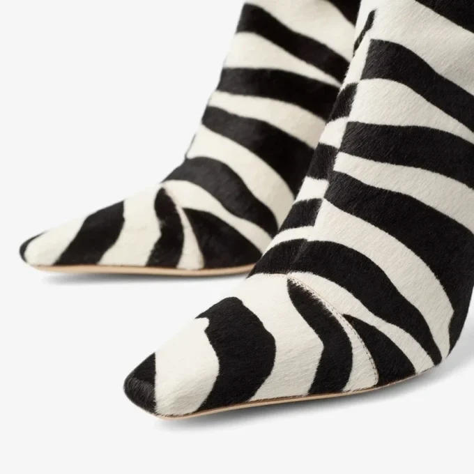 Gloria Knee High Boot 85 Natural Zebra Print Pony Leather Knee High Boots