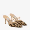 Gloria Mule 85 Natural Cheetah Print Pony Leather Mules