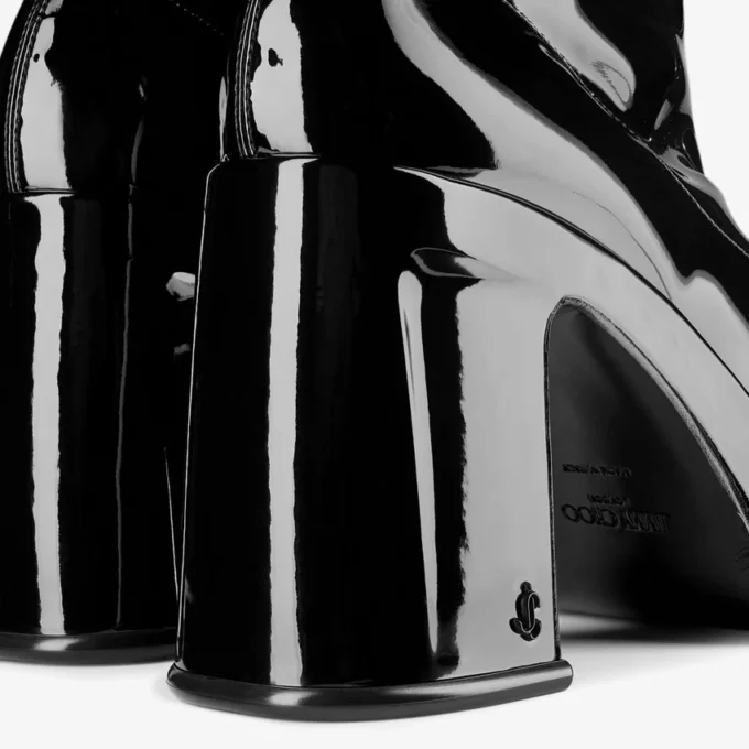 Hadi Ankle Boot 100 Black Stretch Patent Fabric Ankle Boots