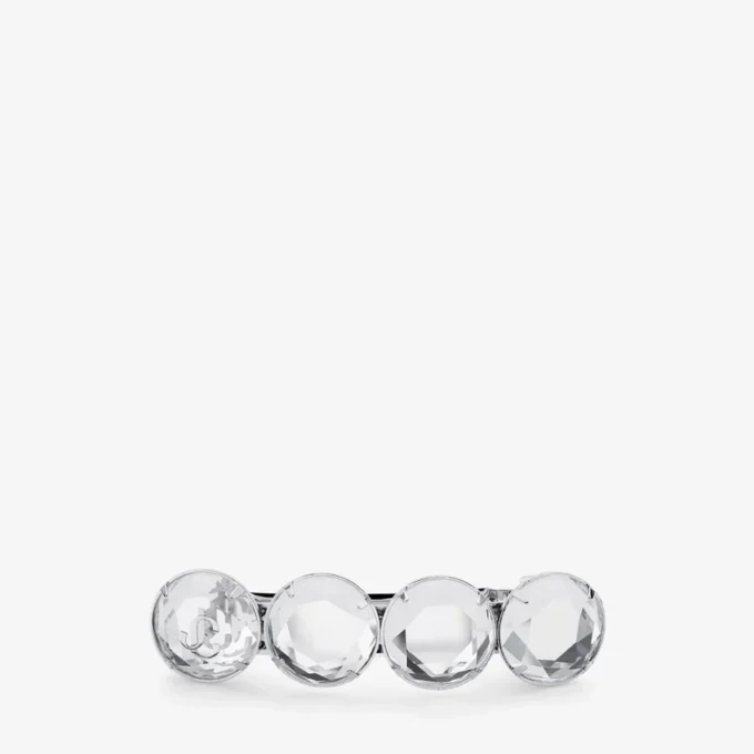 Hair Barrette Silver-Finish Crystal Hair Barrette