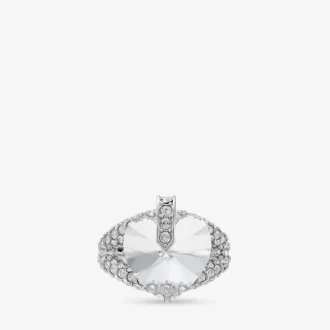 Heart Double Ring Silver-Finish Heart Double Ring with Crystals