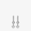Heart Hoops Silver-Finish Heart Hoop Earrings with Crystals