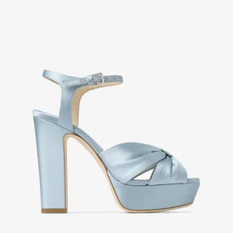 Heloise 120 Ice Blue Satin Platform Sandals