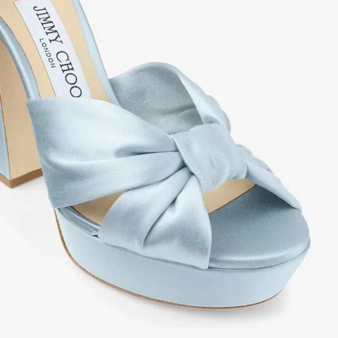 Heloise 120 Ice Blue Satin Platform Sandals