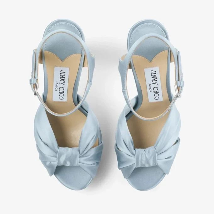 Heloise 120 Ice Blue Satin Platform Sandals