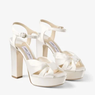 Heloise 120 Ivory Satin Platform Sandals