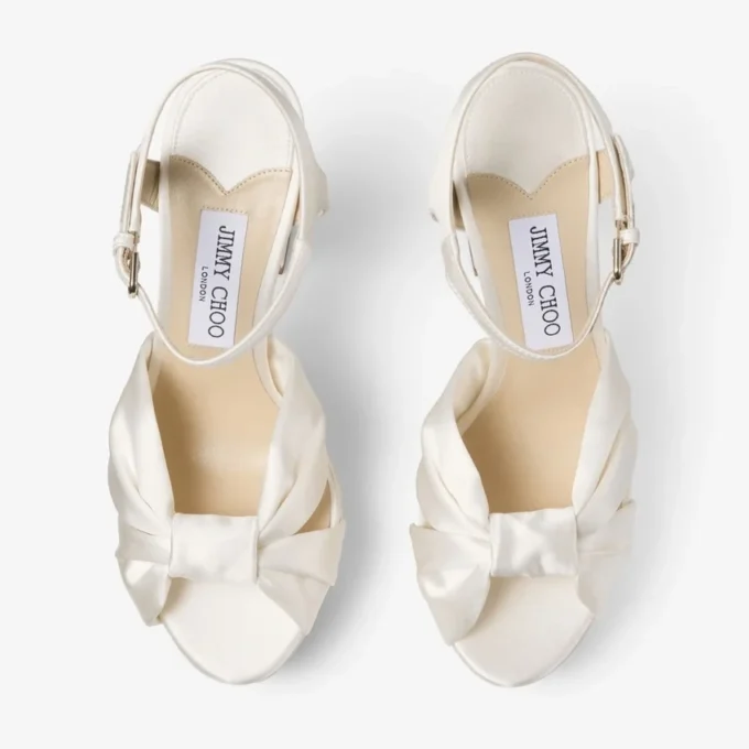 Heloise 120 Ivory Satin Platform Sandals