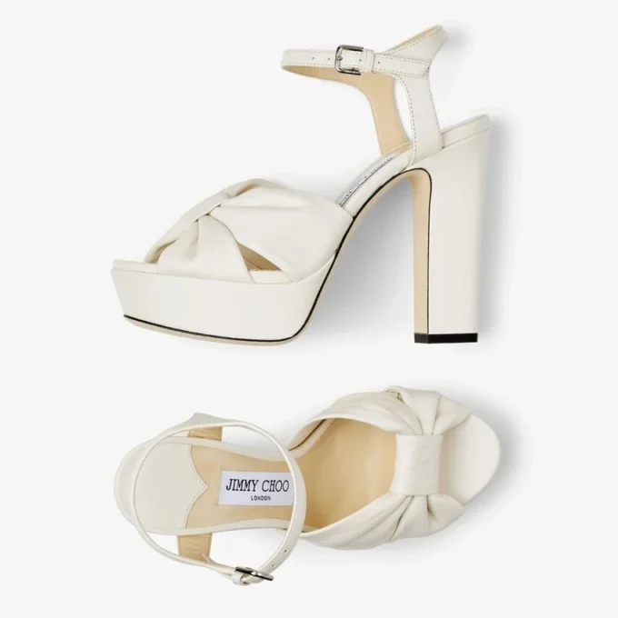 Heloise 120 Latte Nappa Leather Platform Sandals