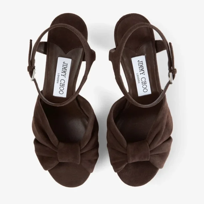 Heloise 80 Chocolate Suede Platform Sandals