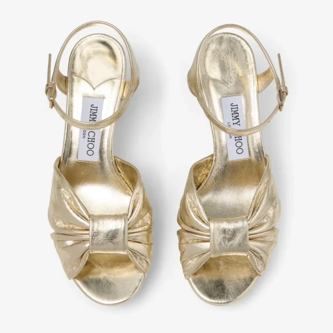 Heloise 80 Gold Vintage Metallic Leather Platform Sandals