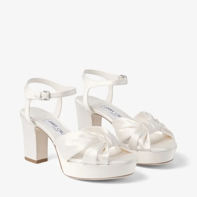 Heloise 80 Ivory Satin Sandals