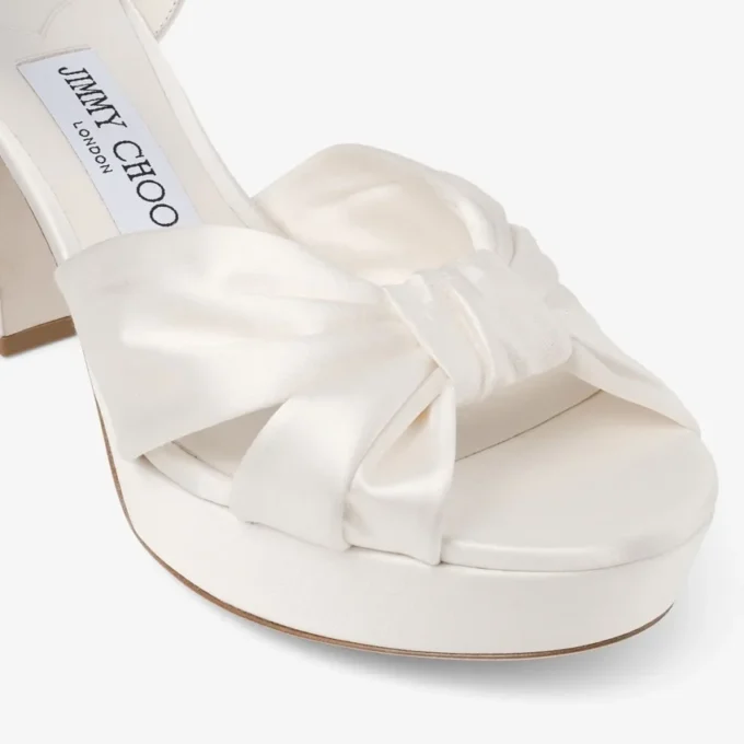 Heloise 80 Ivory Satin Sandals