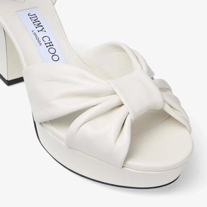 Heloise 80 Latte Nappa Leather Platform Sandals