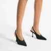Isa 80 British Green Suede Slingbacks with Dotted Heels