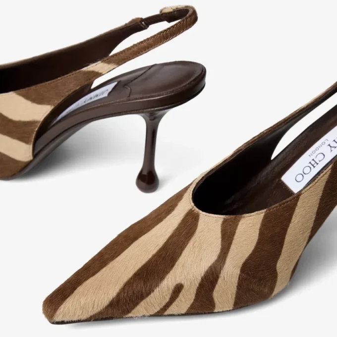 Isa 80 Chocolate Zebra Printed Pony Pumps