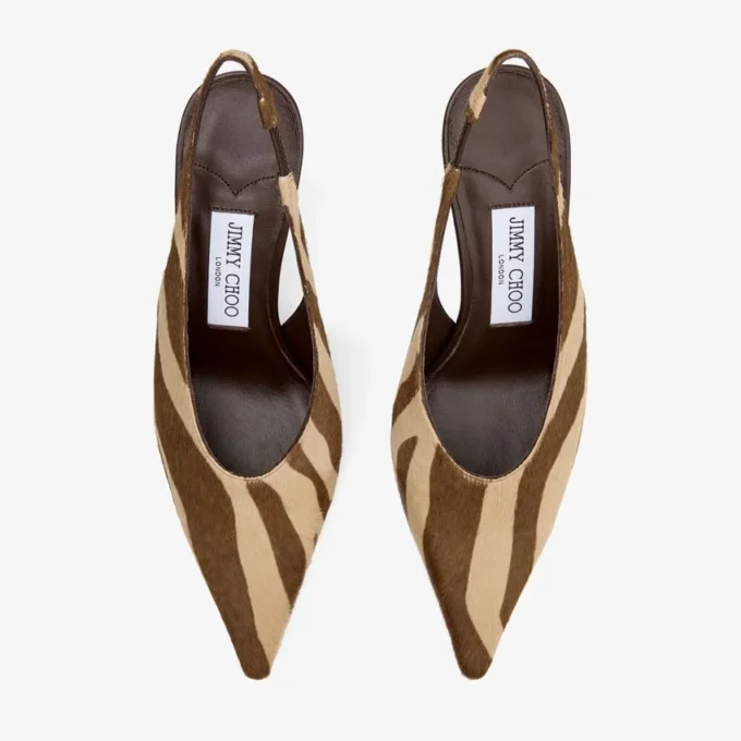 Isa 80 Chocolate Zebra Printed Pony Pumps