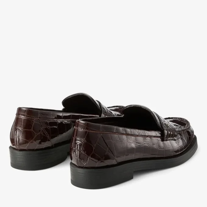 Ivy Loafer Sambuco Shiny Croc Embossed Leather Loafers
