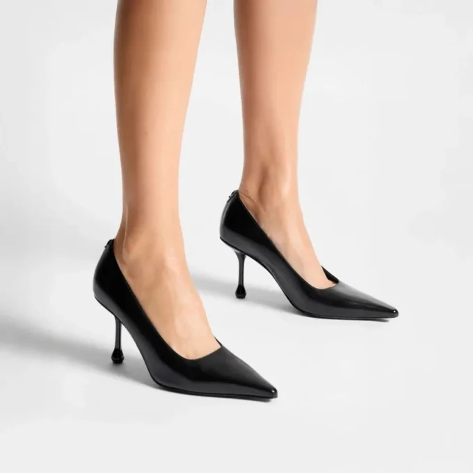 Ixia 80 Black Nappa Leather Pumps
