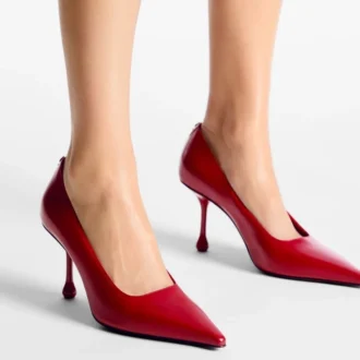 Ixia 80 Ruby Red Leather Pumps
