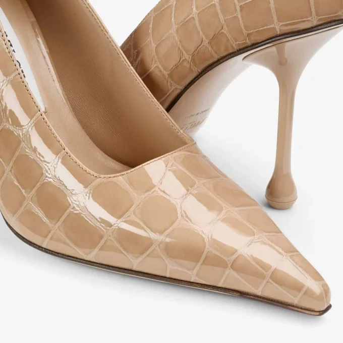 Ixia 95 Chai Shiny Croc Embossed Leather Pumps