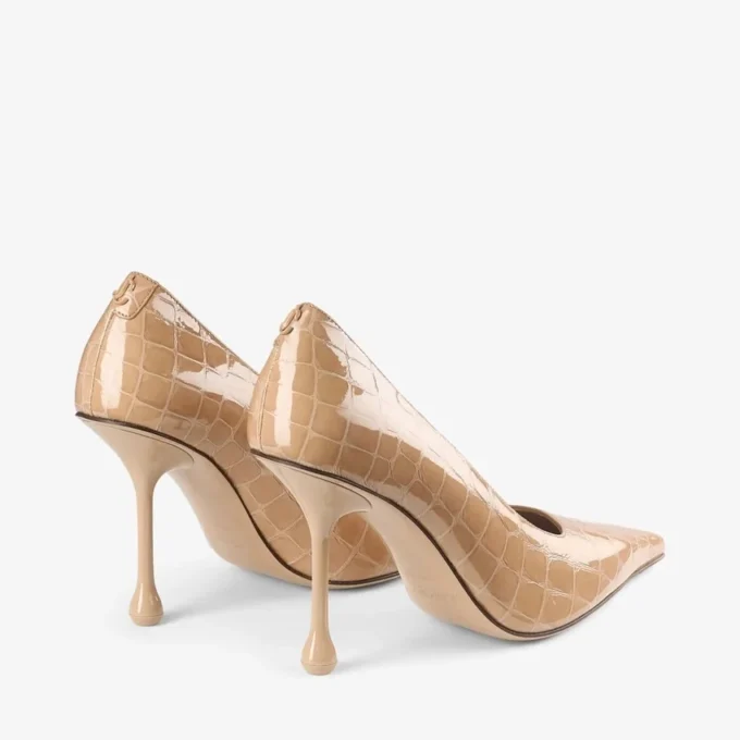 Ixia 95 Chai Shiny Croc Embossed Leather Pumps