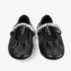 Jade Ballerina Black Soft Nappa Leather Ballerina Flats with Crystal Strap