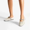 Jade Ballerina Latte Soft Nappa Leather Ballerina Flats with Crystal Strap