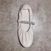 Jade Ballerina Latte Soft Nappa Leather Ballerina Flats with Crystal Strap