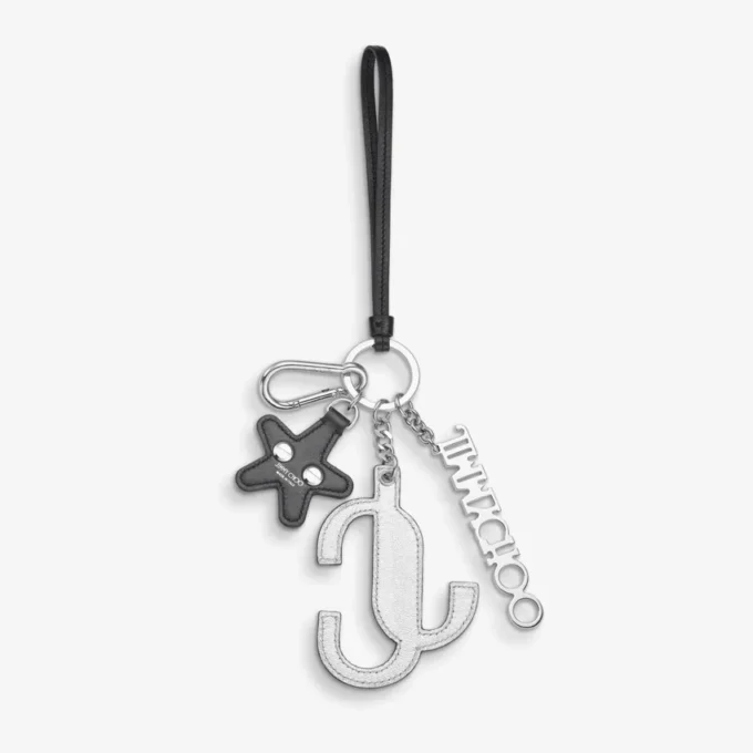 Jc Multi Charm Silver & Green Metallic Nappa Star Logo Bag Charm
