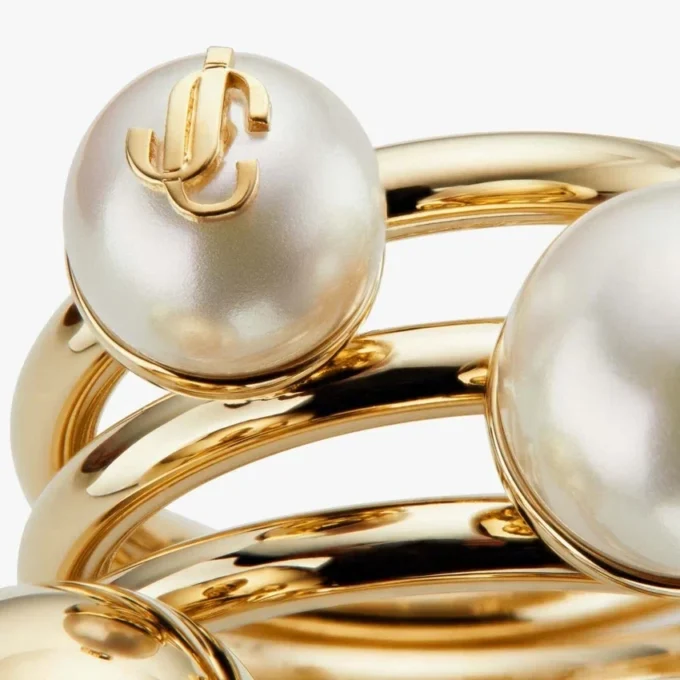 Jc Multi Pearl Ring Gold-Finish Metal Ring with Pearls