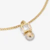 Jc Pearl Cube Bracelet Gold Metal Bracelet with Pearl and Crystal Cube