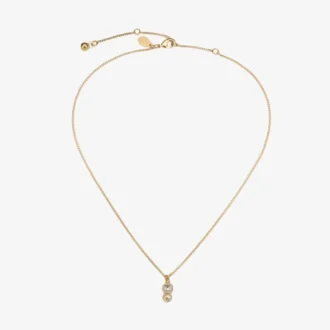 Jc Pearl Cube Pendant Gold Metal Pendant with Pearl and Crystal Cube