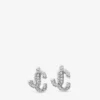 Jc Studs Silver-Finish Metal Jc Stud Earrings with Swarovski Crystals