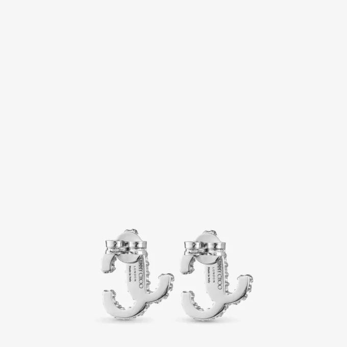 Jc Studs Silver-Finish Metal Jc Stud Earrings with Swarovski Crystals